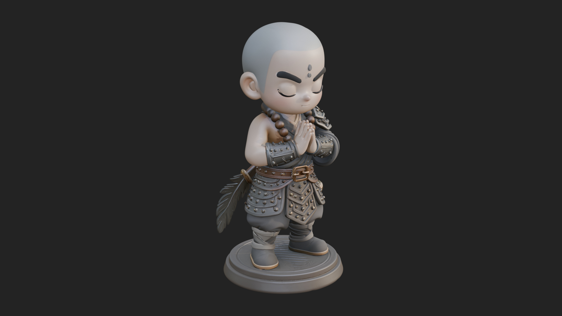 Chibi Praying Monk Statue Design 3 3D Print Model 3D Model