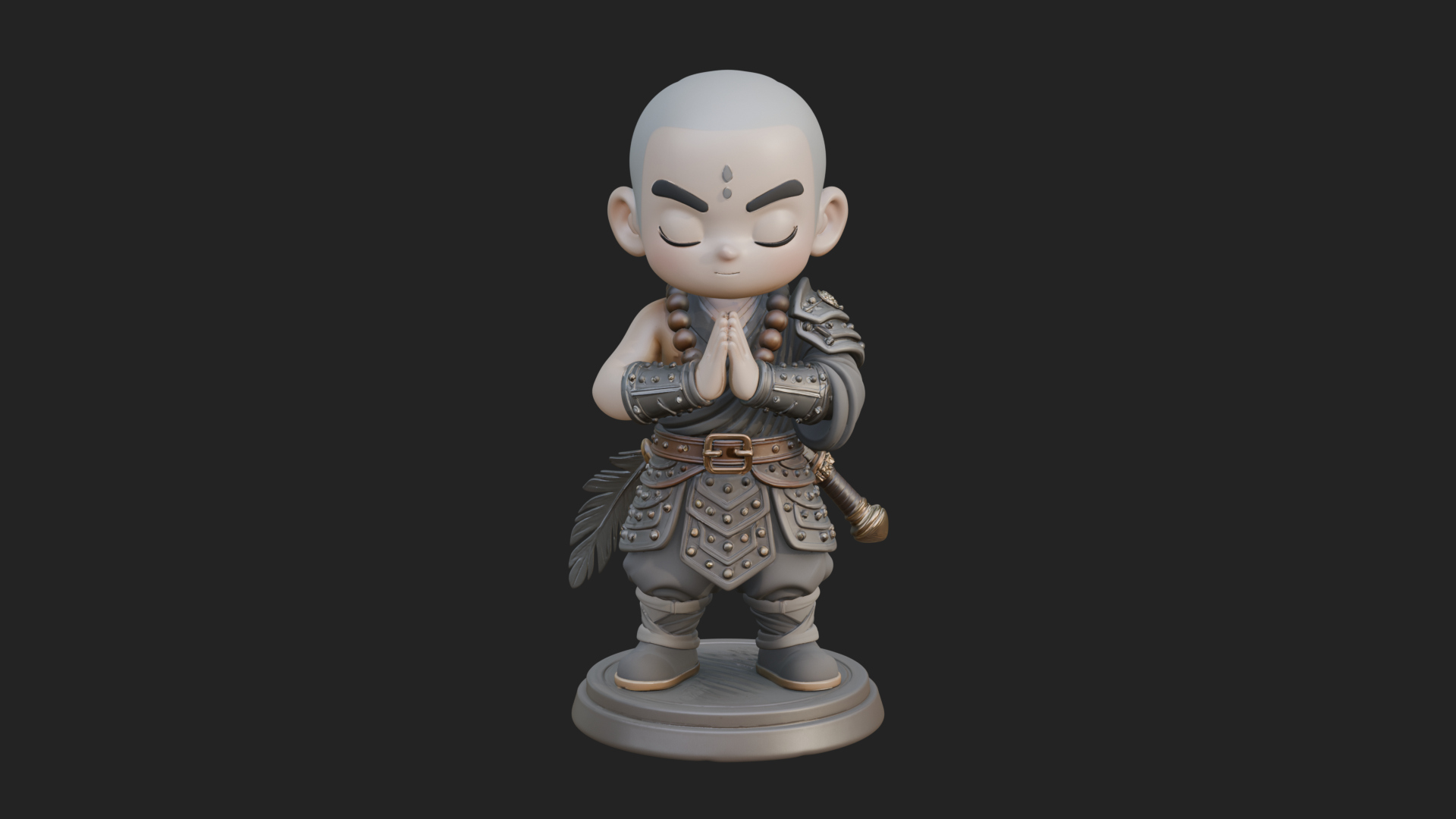 Chibi Praying Monk Statue Design 3 3D Print Model 3D Model