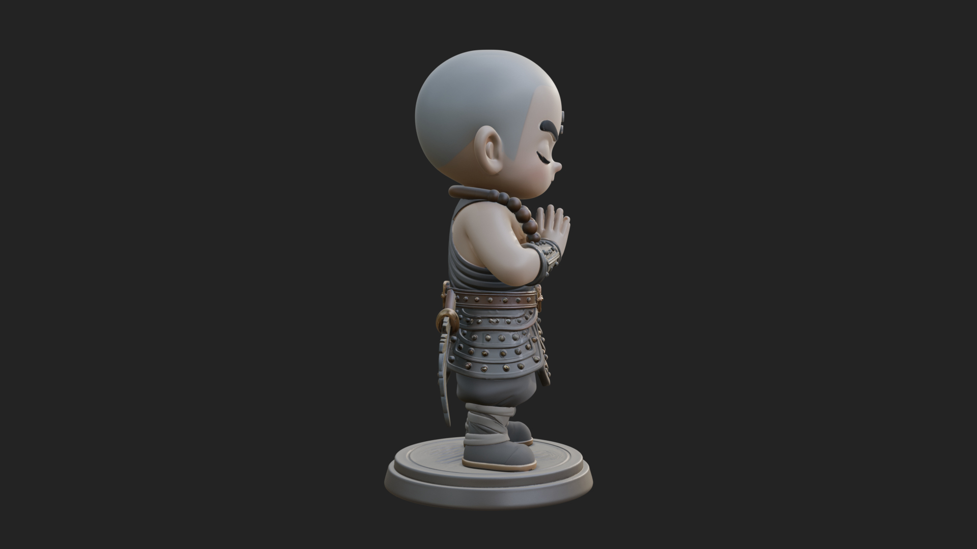 Chibi Praying Monk Statue Design 3 3D Print Model 3D Model
