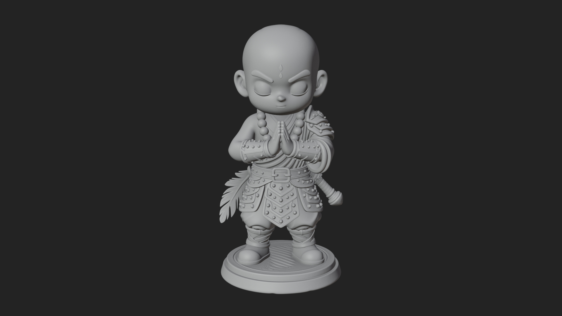 Chibi Praying Monk Statue Design 3 3D Print Model 3D Model