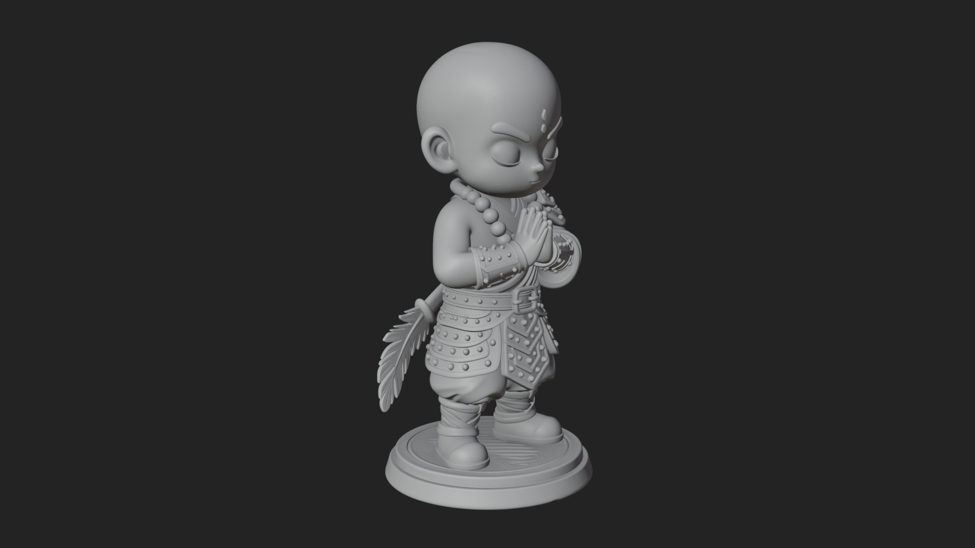 Chibi Praying Monk Statue Design 3 3D Print Model 3D Model