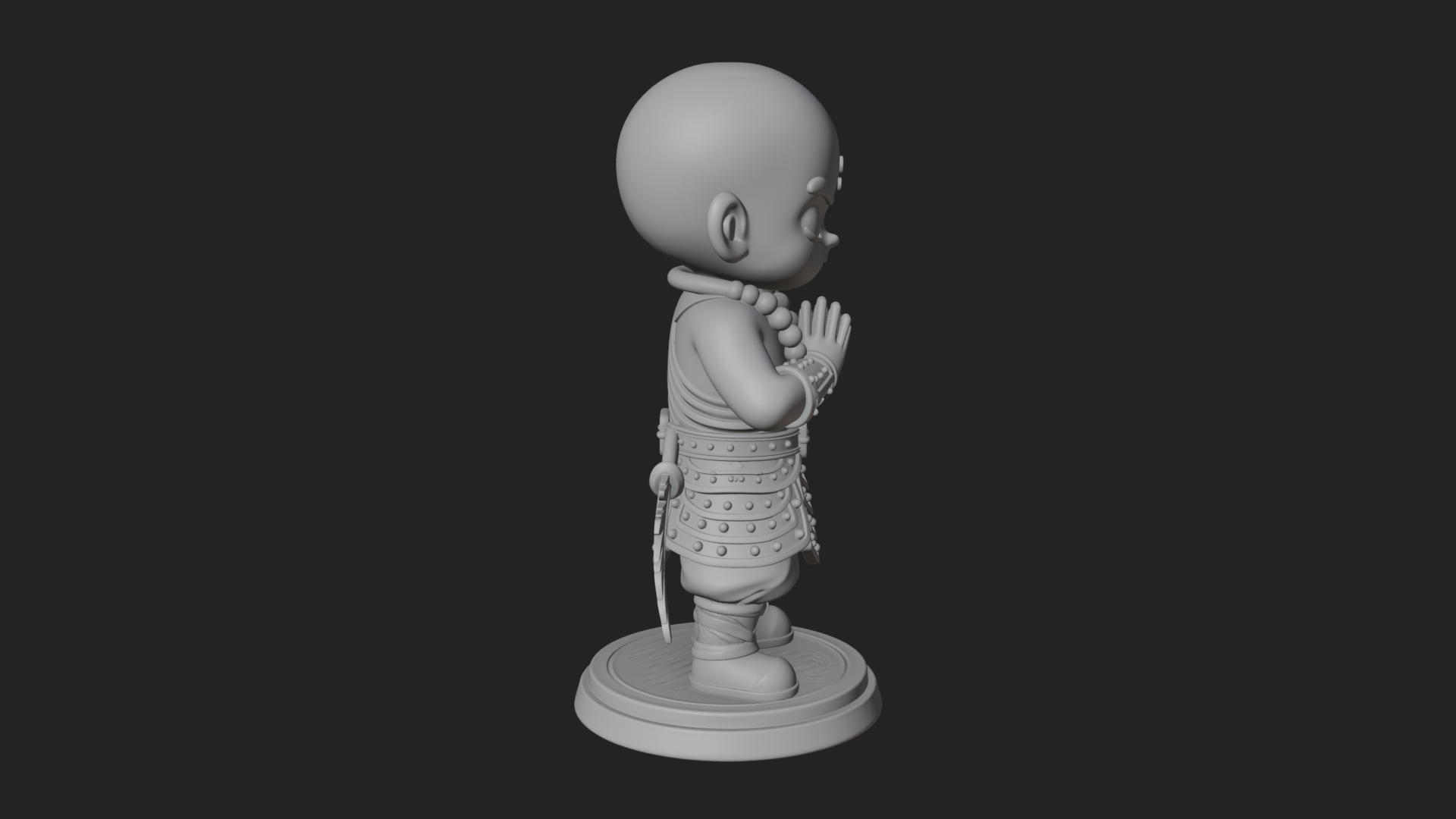 Chibi Praying Monk Statue Design 3 3D Print Model 3D Model