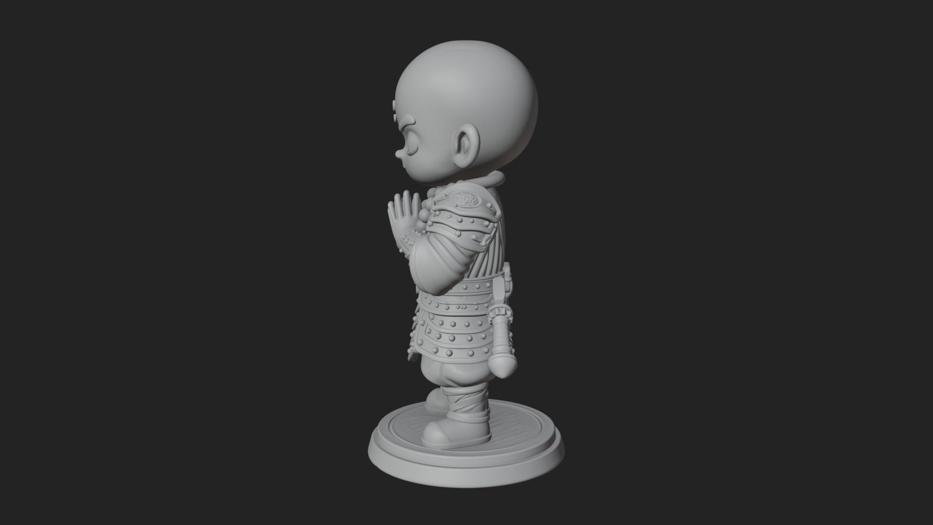 Chibi Praying Monk Statue Design 3 3D Print Model 3D Model