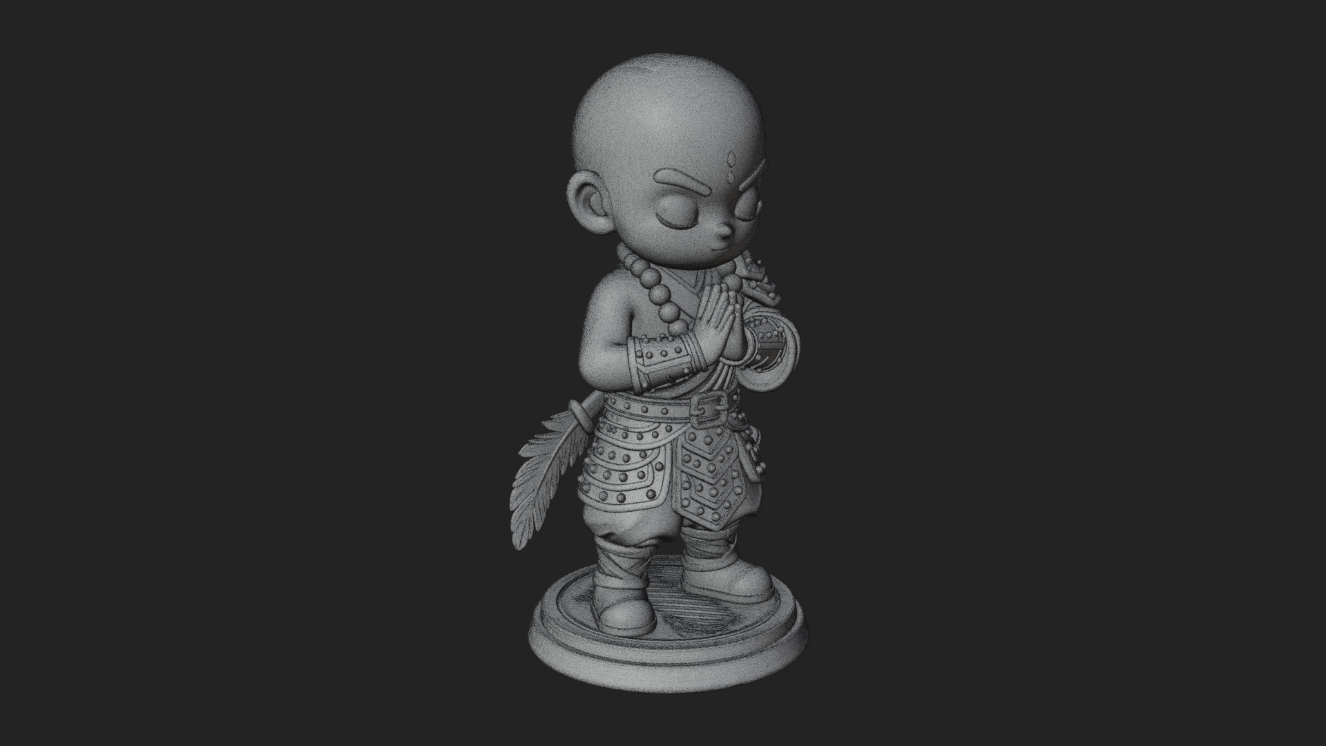 Chibi Praying Monk Statue Design 3 3D Print Model 3D Model