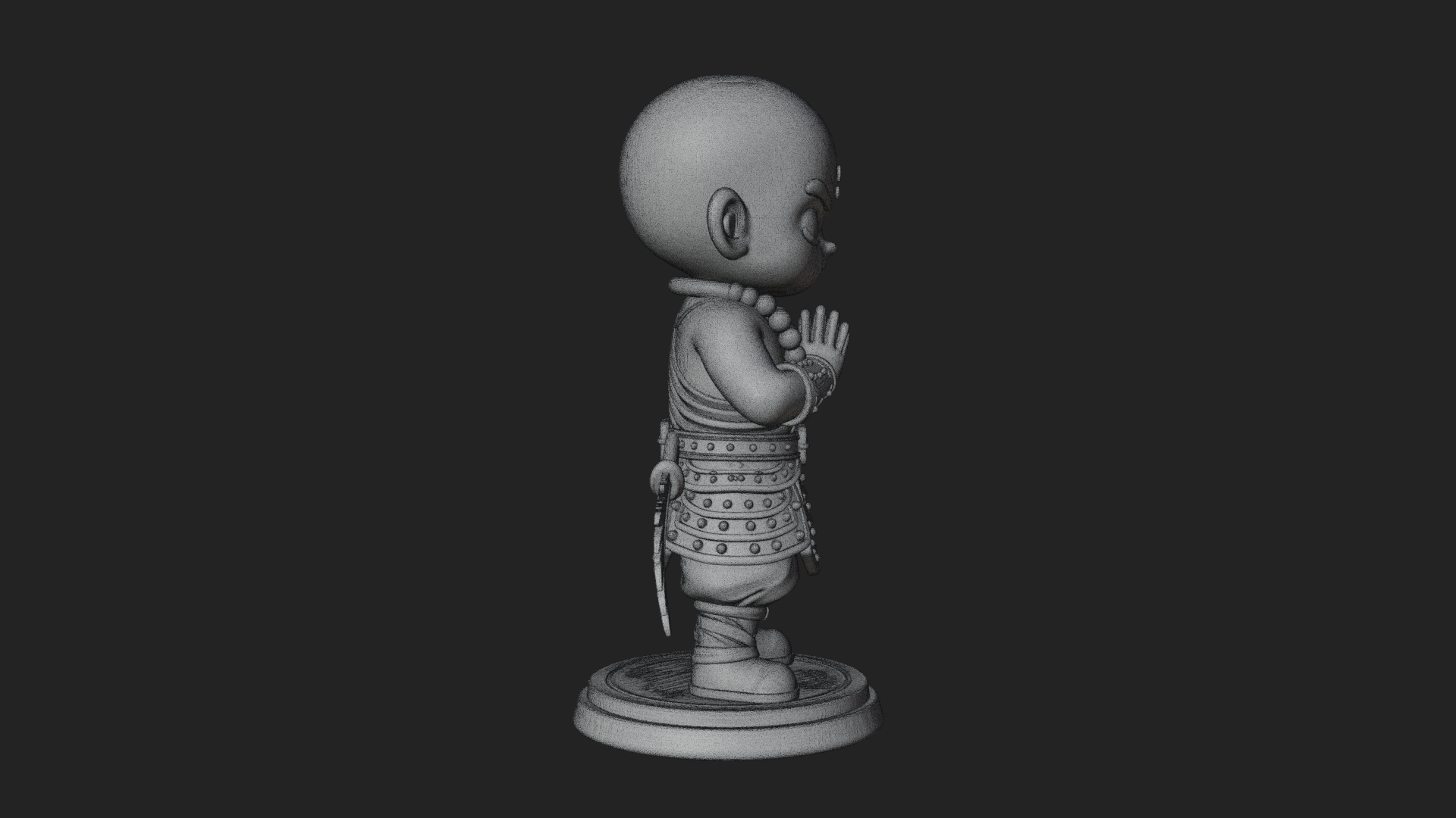 Chibi Praying Monk Statue Design 3 3D Print Model 3D Model