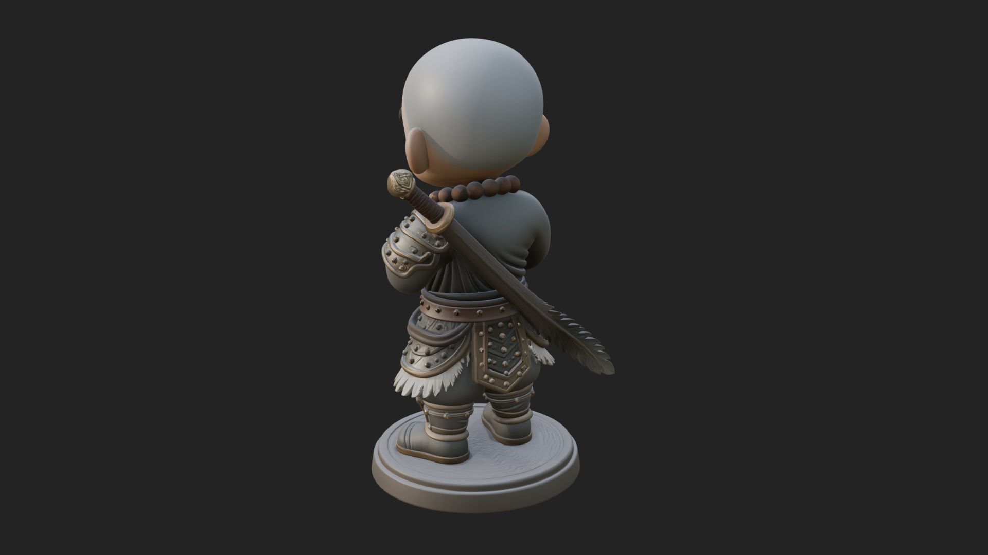 Chibi Praying Monk Statue Design 4 3D Print Model 3D Model