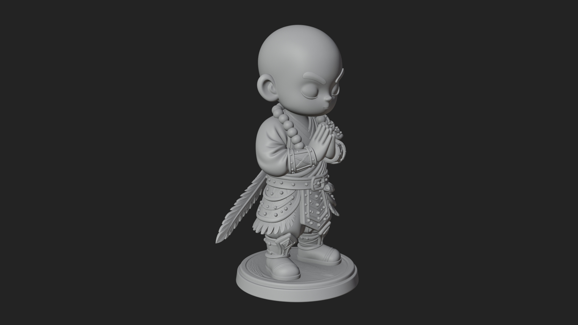 Chibi Praying Monk Statue Design 4 3D Print Model 3D Model