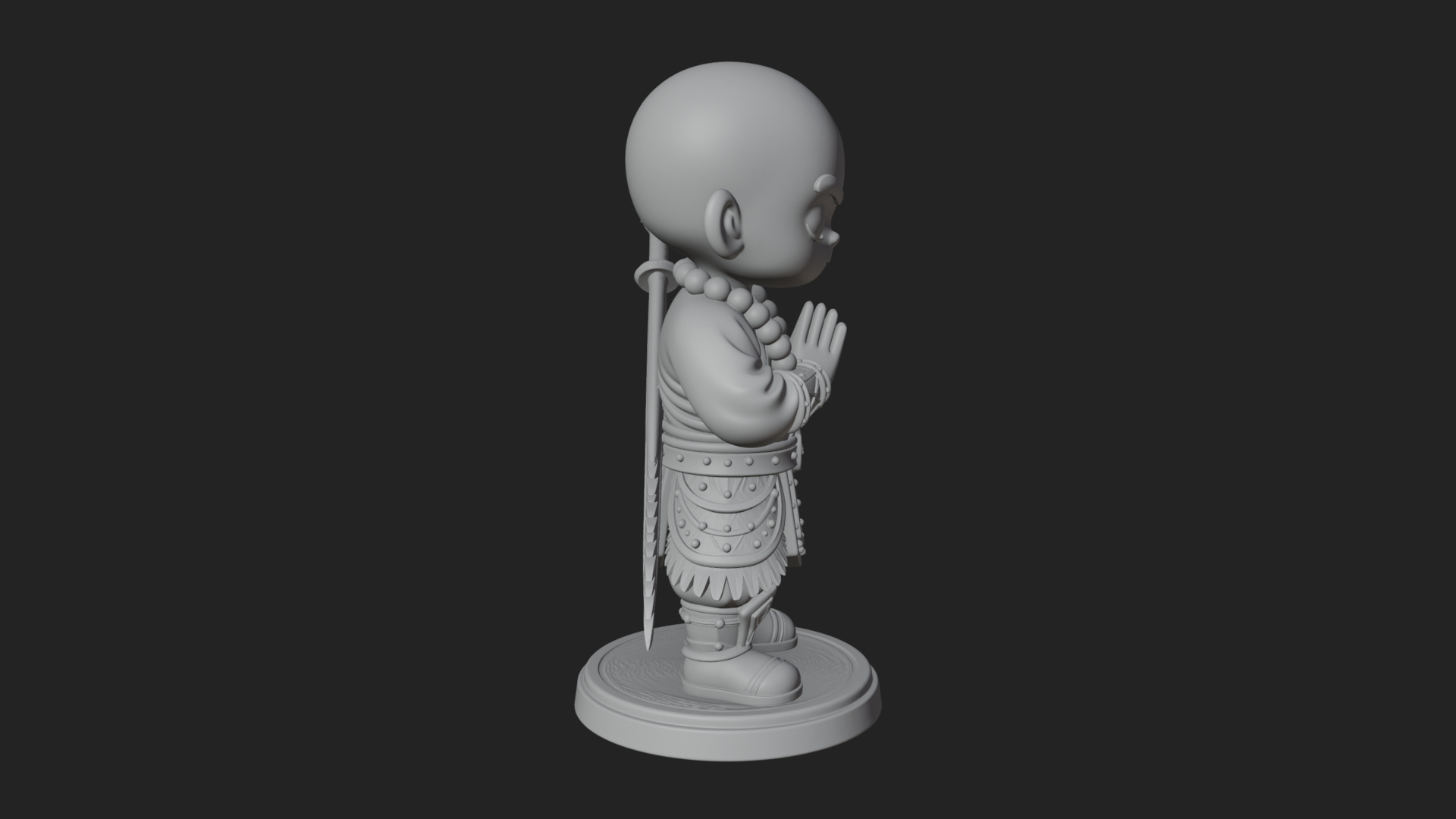 Chibi Praying Monk Statue Design 4 3D Print Model 3D Model