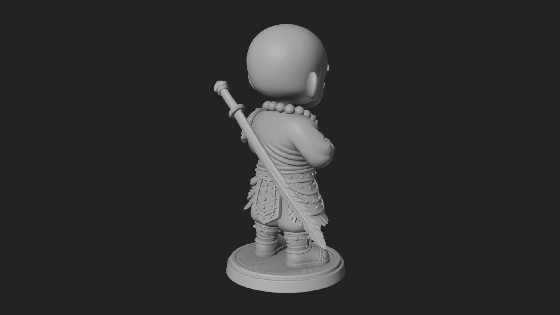 Chibi Praying Monk Statue Design 4 3D Print Model 3D Model