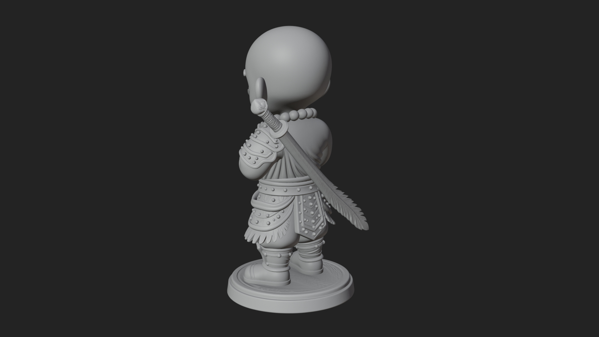 Chibi Praying Monk Statue Design 4 3D Print Model 3D Model