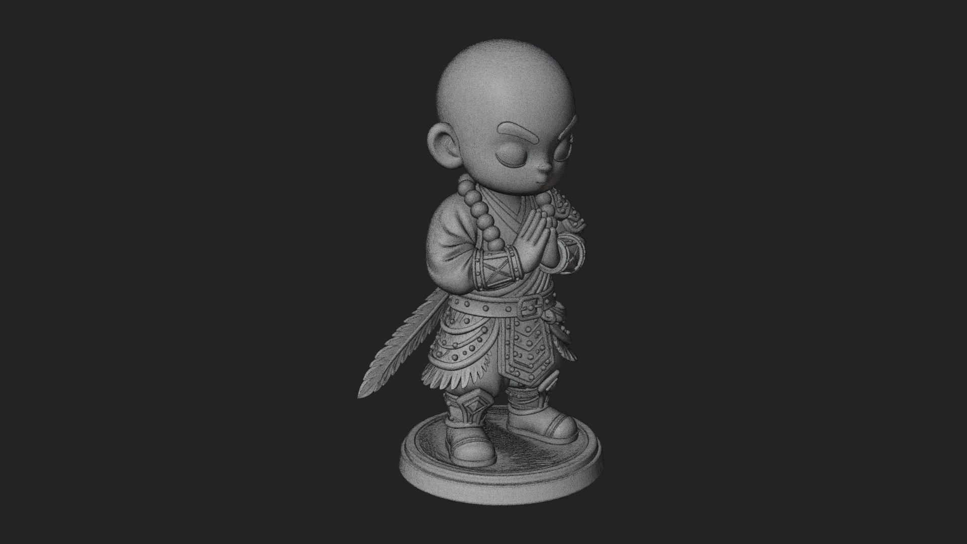 Chibi Praying Monk Statue Design 4 3D Print Model 3D Model