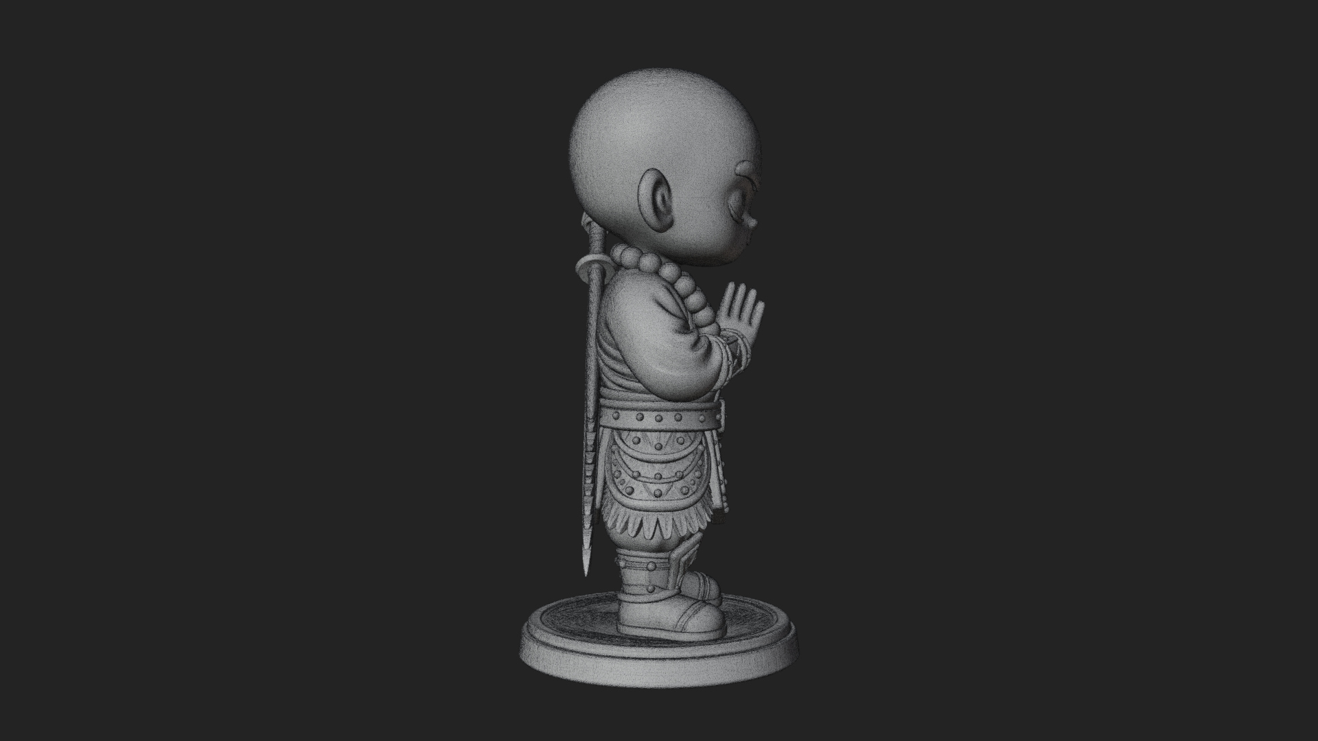Chibi Praying Monk Statue Design 4 3D Print Model 3D Model
