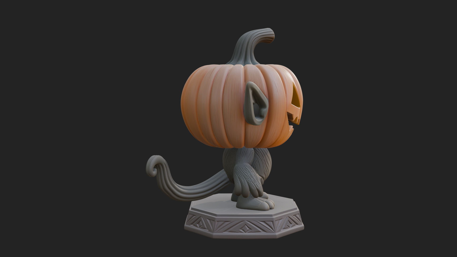 Chibi Pumpkin Head Imp Statue Design 1 3D Print Model 3D Model