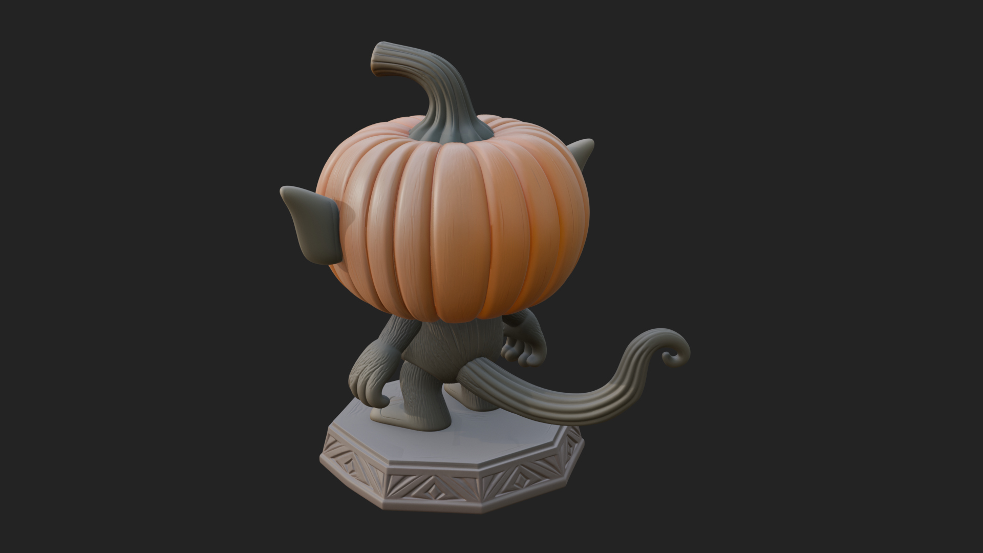 Chibi Pumpkin Head Imp Statue Design 1 3D Print Model 3D Model