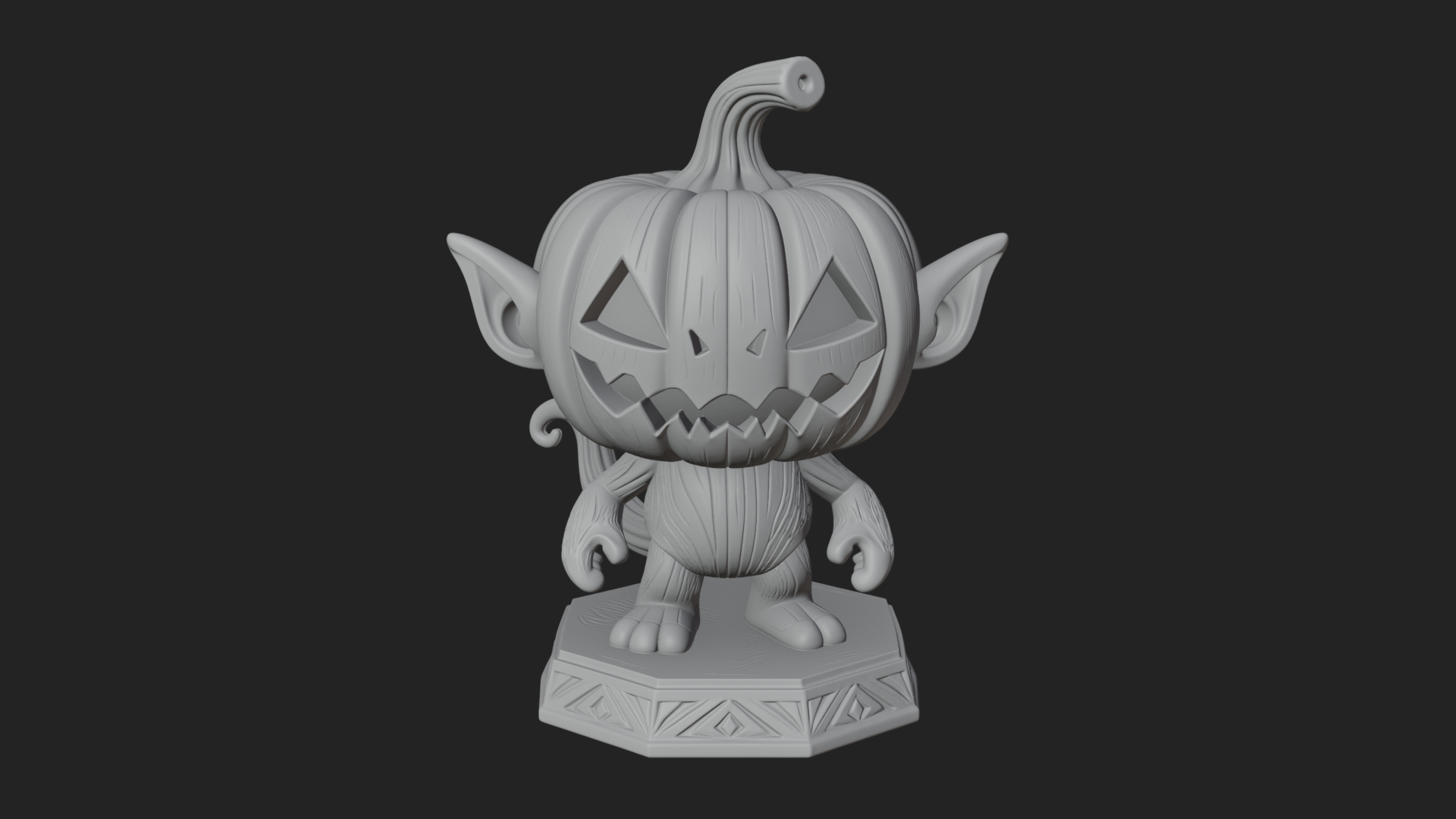 Chibi Pumpkin Head Imp Statue Design 1 3D Print Model 3D Model