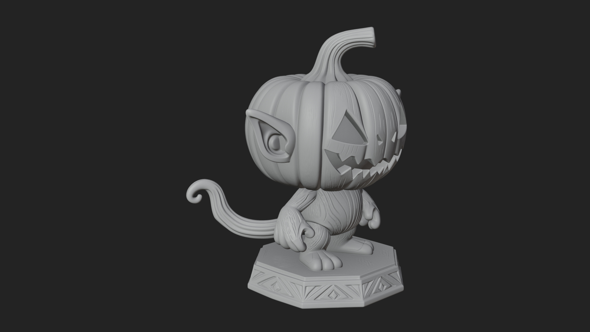 Chibi Pumpkin Head Imp Statue Design 1 3D Print Model 3D Model