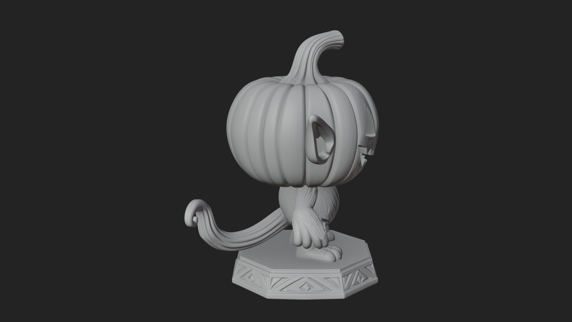 Chibi Pumpkin Head Imp Statue Design 1 3D Print Model 3D Model