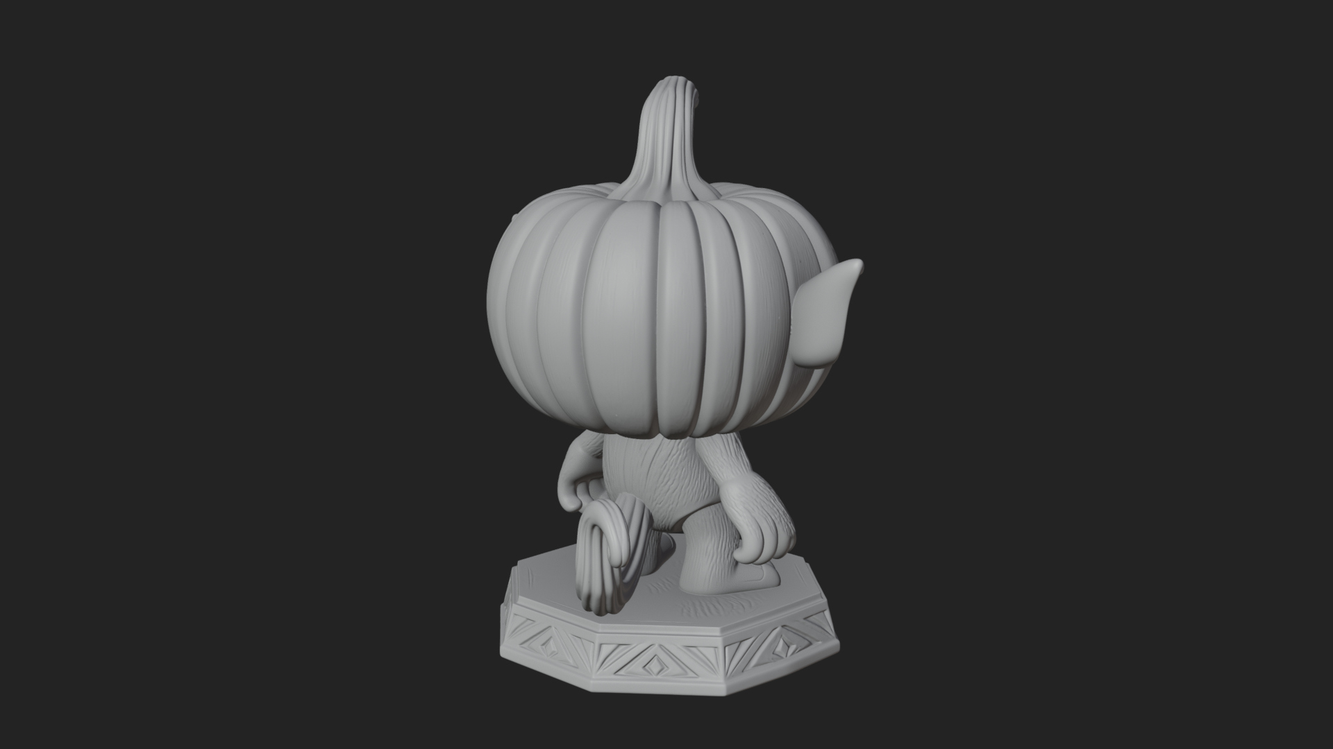 Chibi Pumpkin Head Imp Statue Design 1 3D Print Model 3D Model