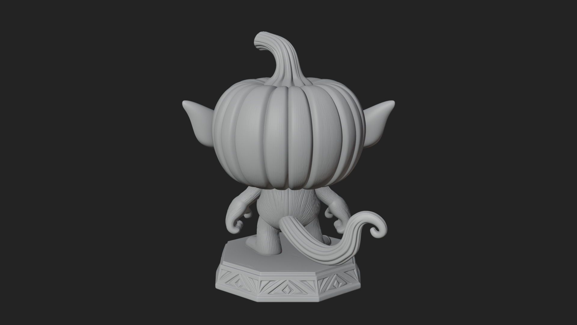 Chibi Pumpkin Head Imp Statue Design 1 3D Print Model 3D Model