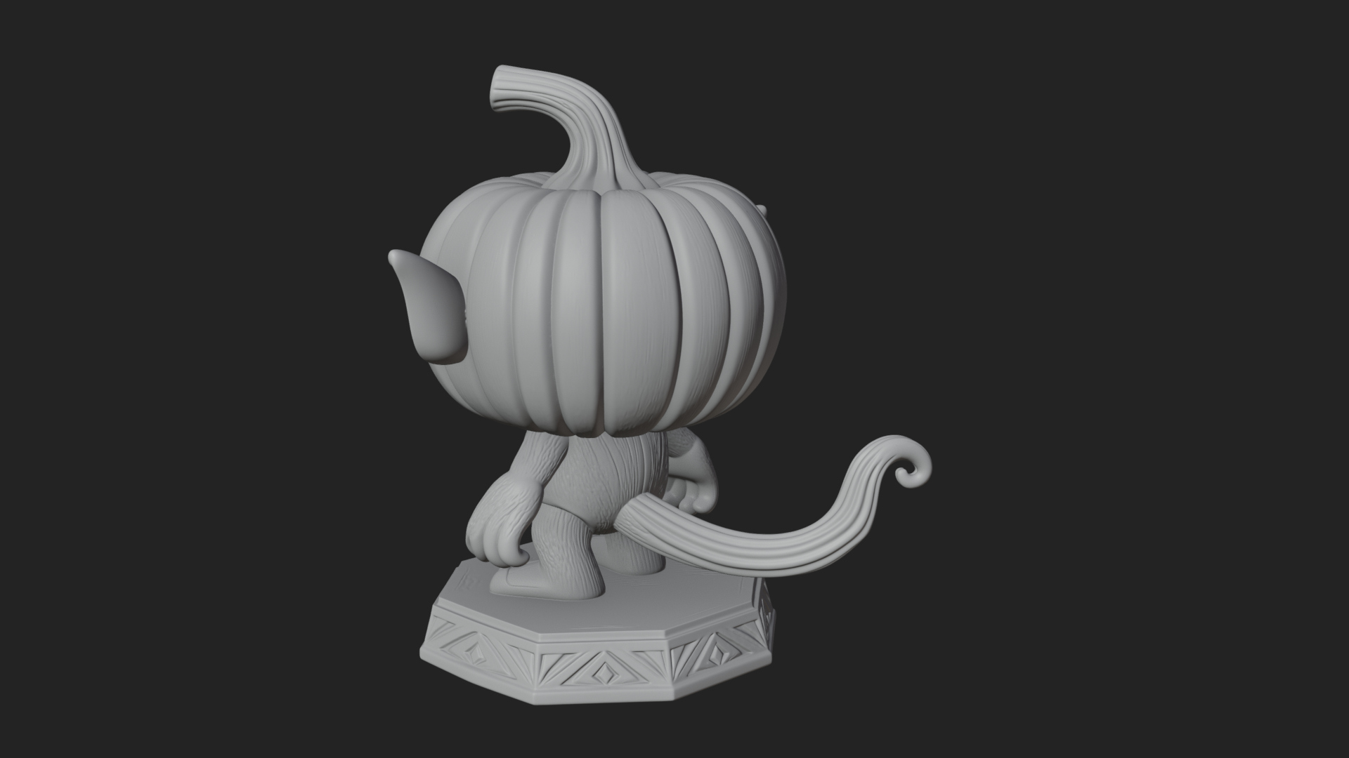 Chibi Pumpkin Head Imp Statue Design 1 3D Print Model 3D Model