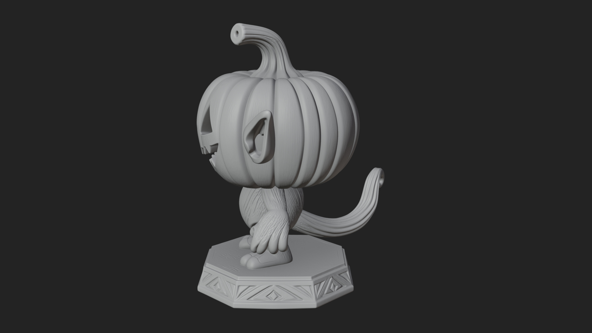 Chibi Pumpkin Head Imp Statue Design 1 3D Print Model 3D Model