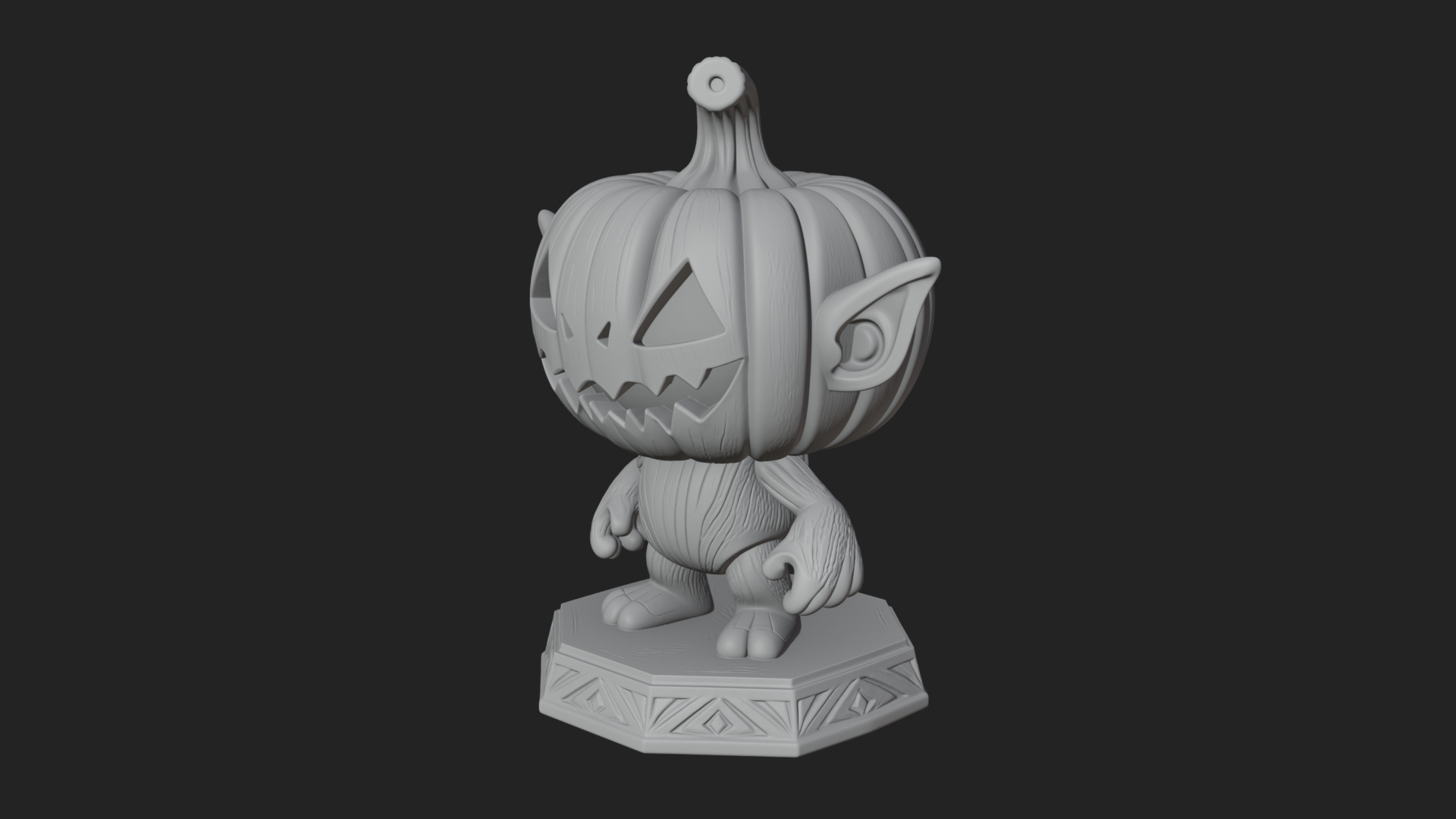 Chibi Pumpkin Head Imp Statue Design 1 3D Print Model 3D Model