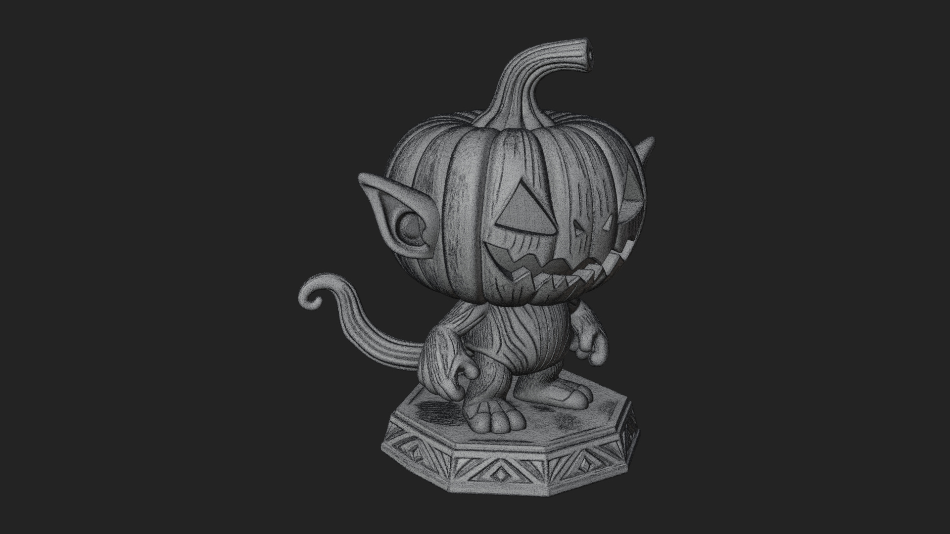 Chibi Pumpkin Head Imp Statue Design 1 3D Print Model 3D Model