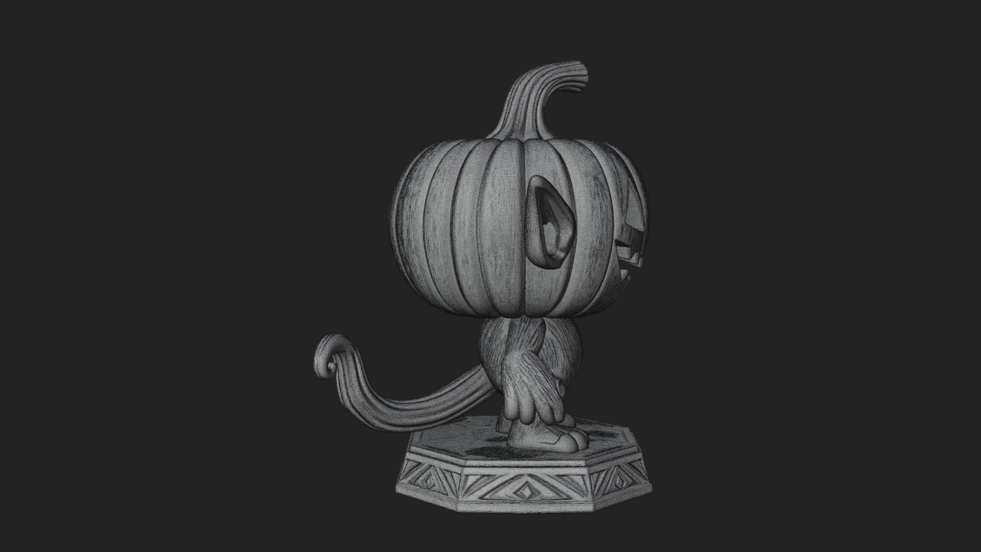 Chibi Pumpkin Head Imp Statue Design 1 3D Print Model 3D Model