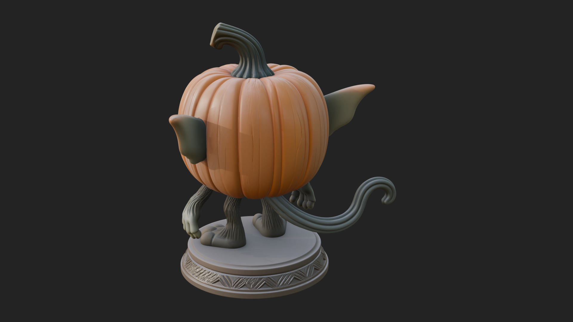 Chibi Pumpkin Head Imp Statue Design 2 3D Print Model 3D Model