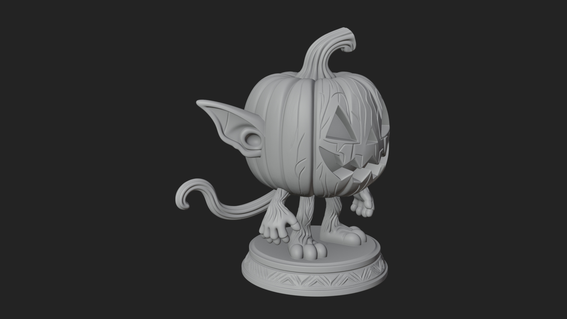 Chibi Pumpkin Head Imp Statue Design 2 3D Print Model 3D Model