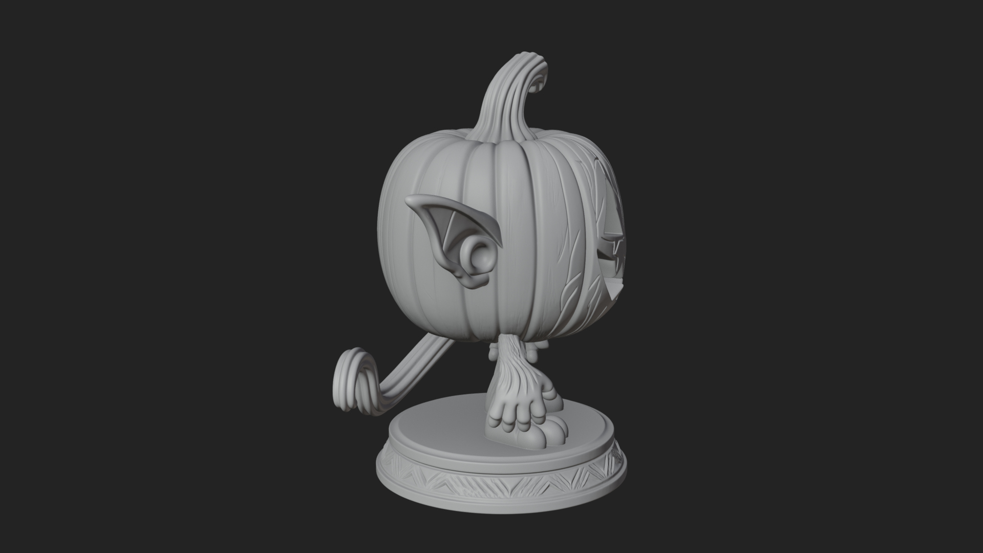 Chibi Pumpkin Head Imp Statue Design 2 3D Print Model 3D Model