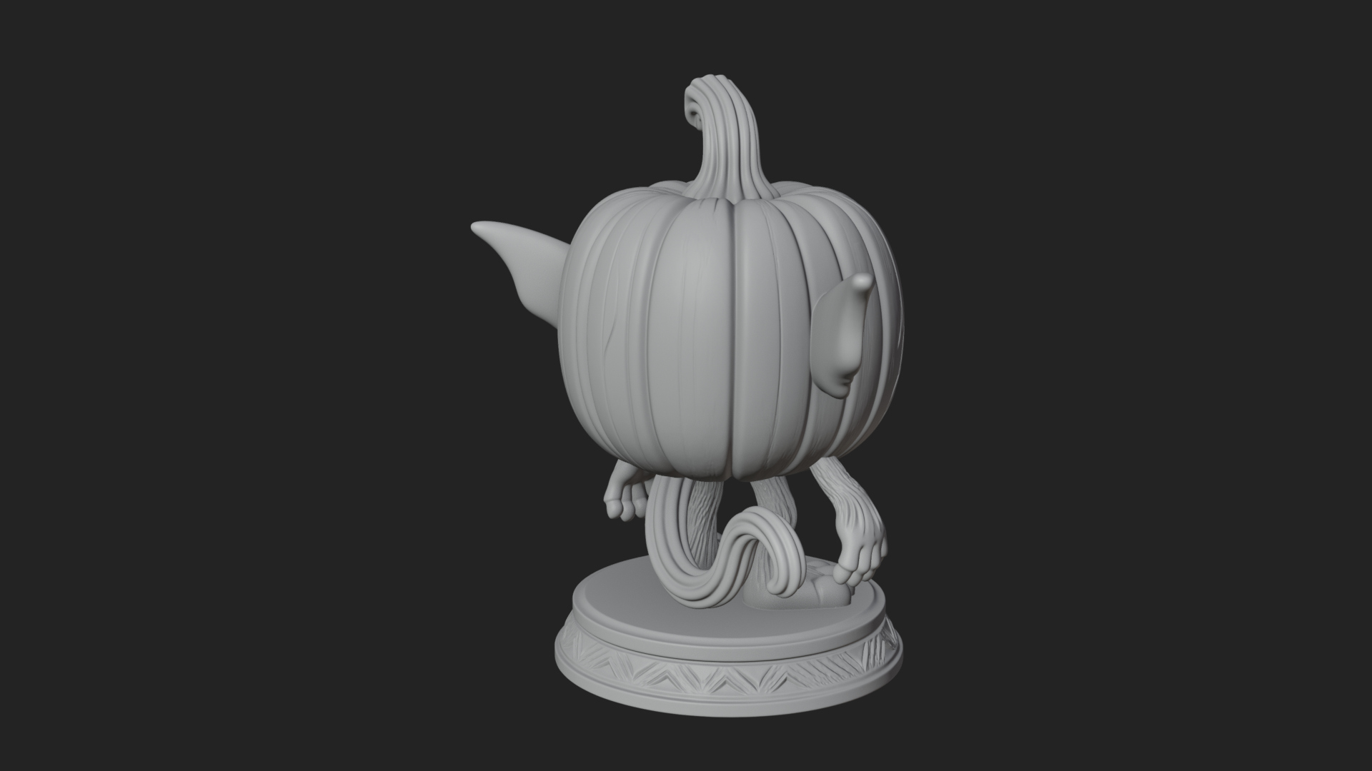 Chibi Pumpkin Head Imp Statue Design 2 3D Print Model 3D Model