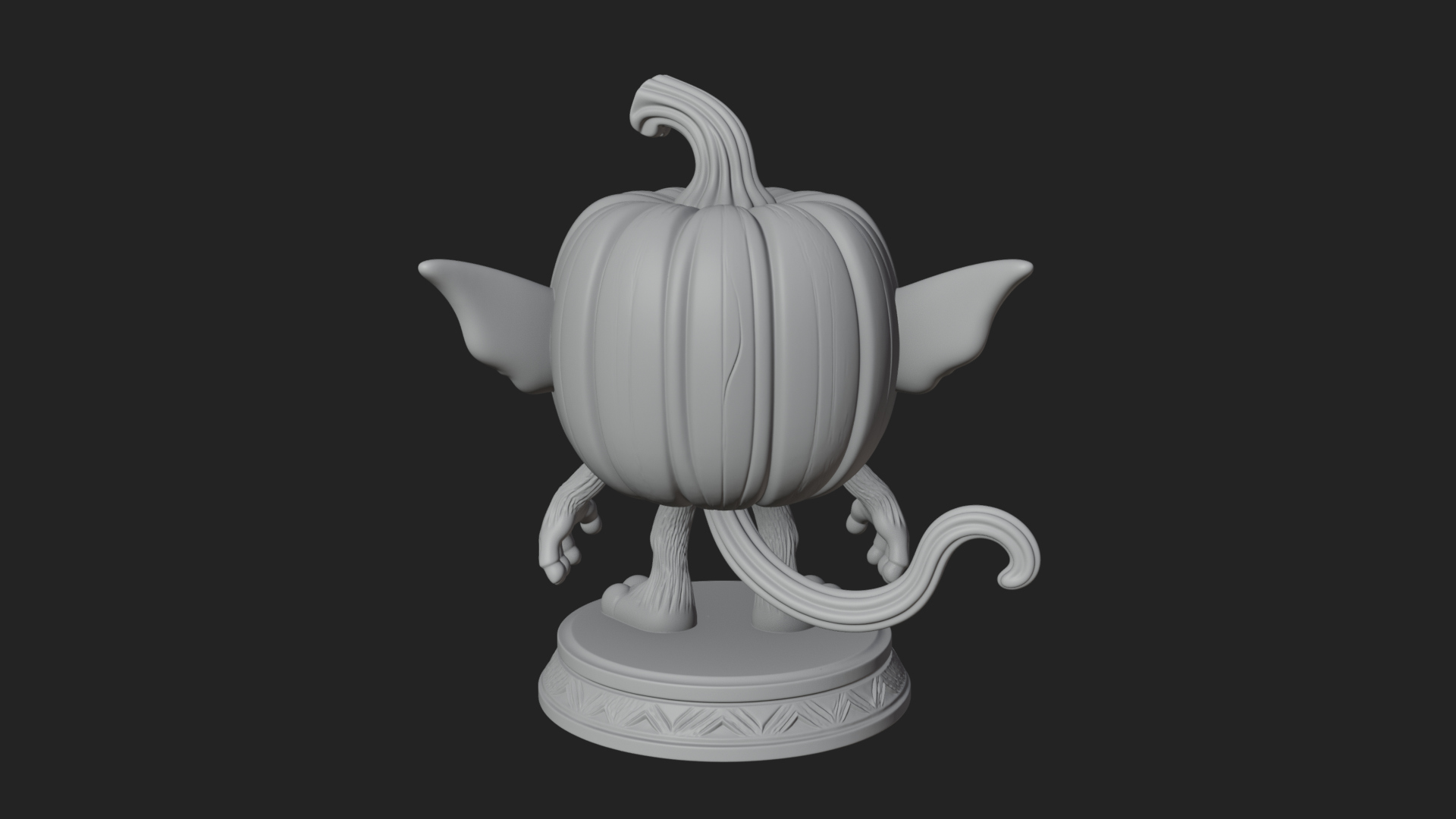 Chibi Pumpkin Head Imp Statue Design 2 3D Print Model 3D Model
