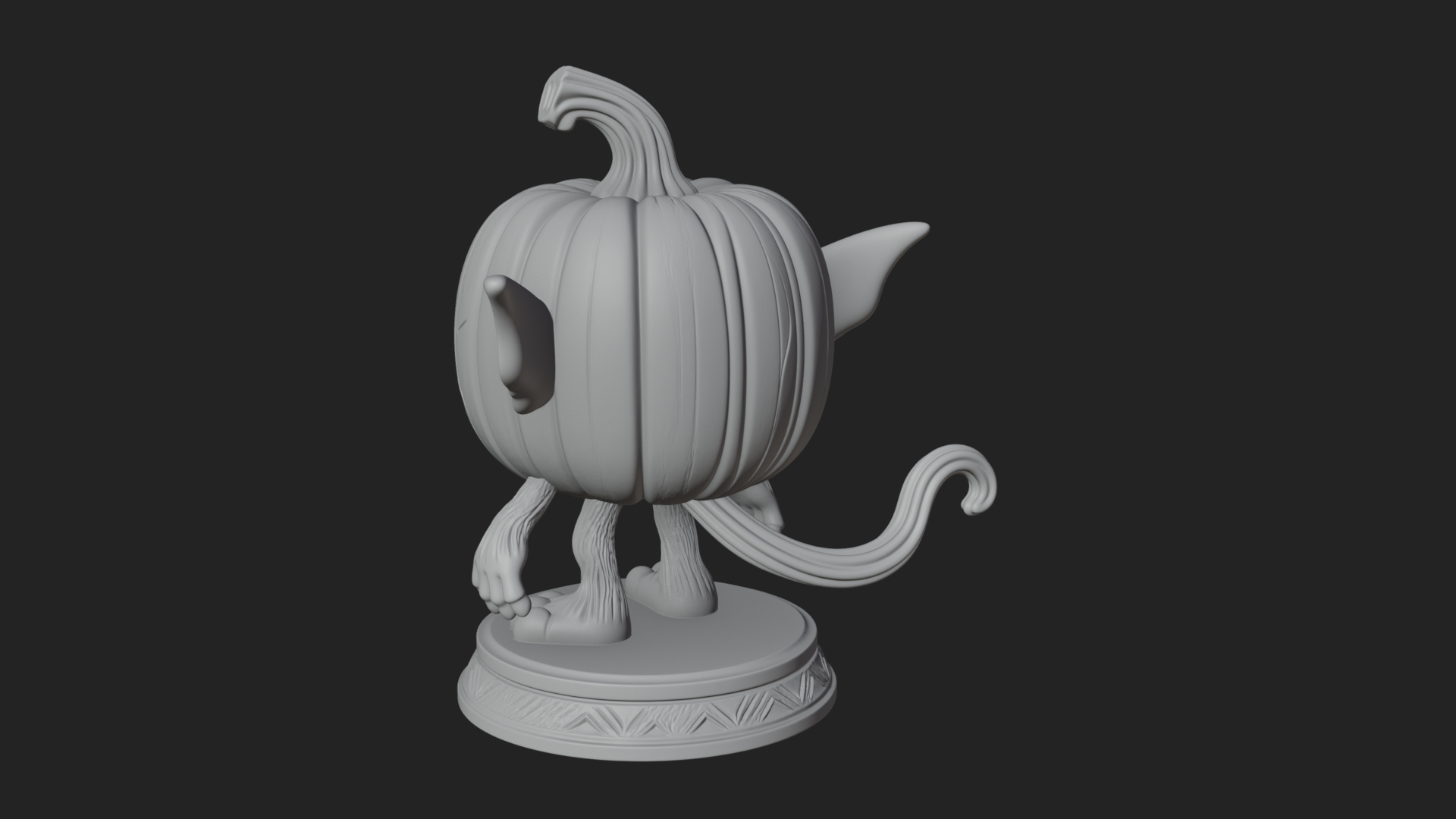 Chibi Pumpkin Head Imp Statue Design 2 3D Print Model 3D Model