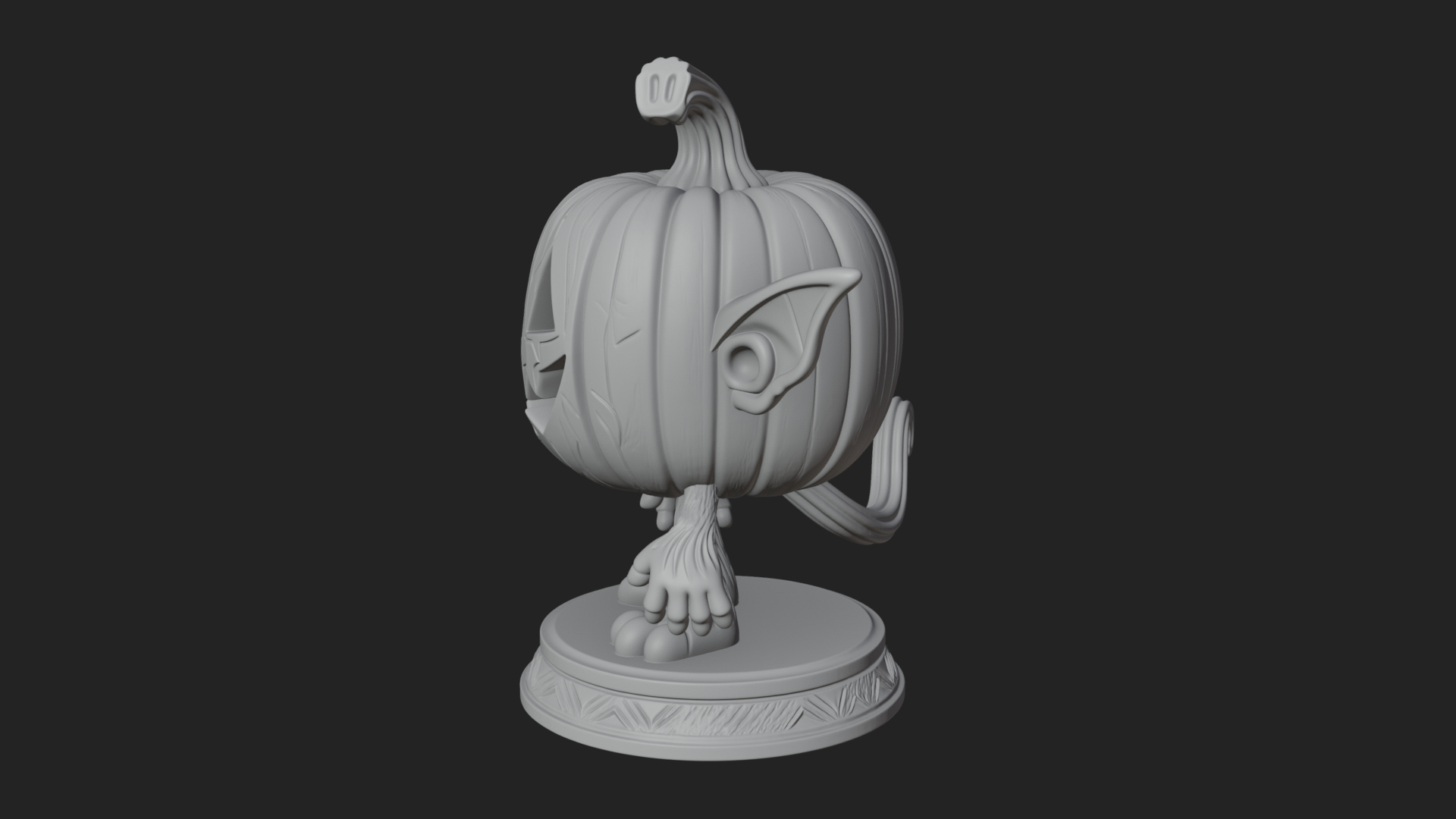 Chibi Pumpkin Head Imp Statue Design 2 3D Print Model 3D Model