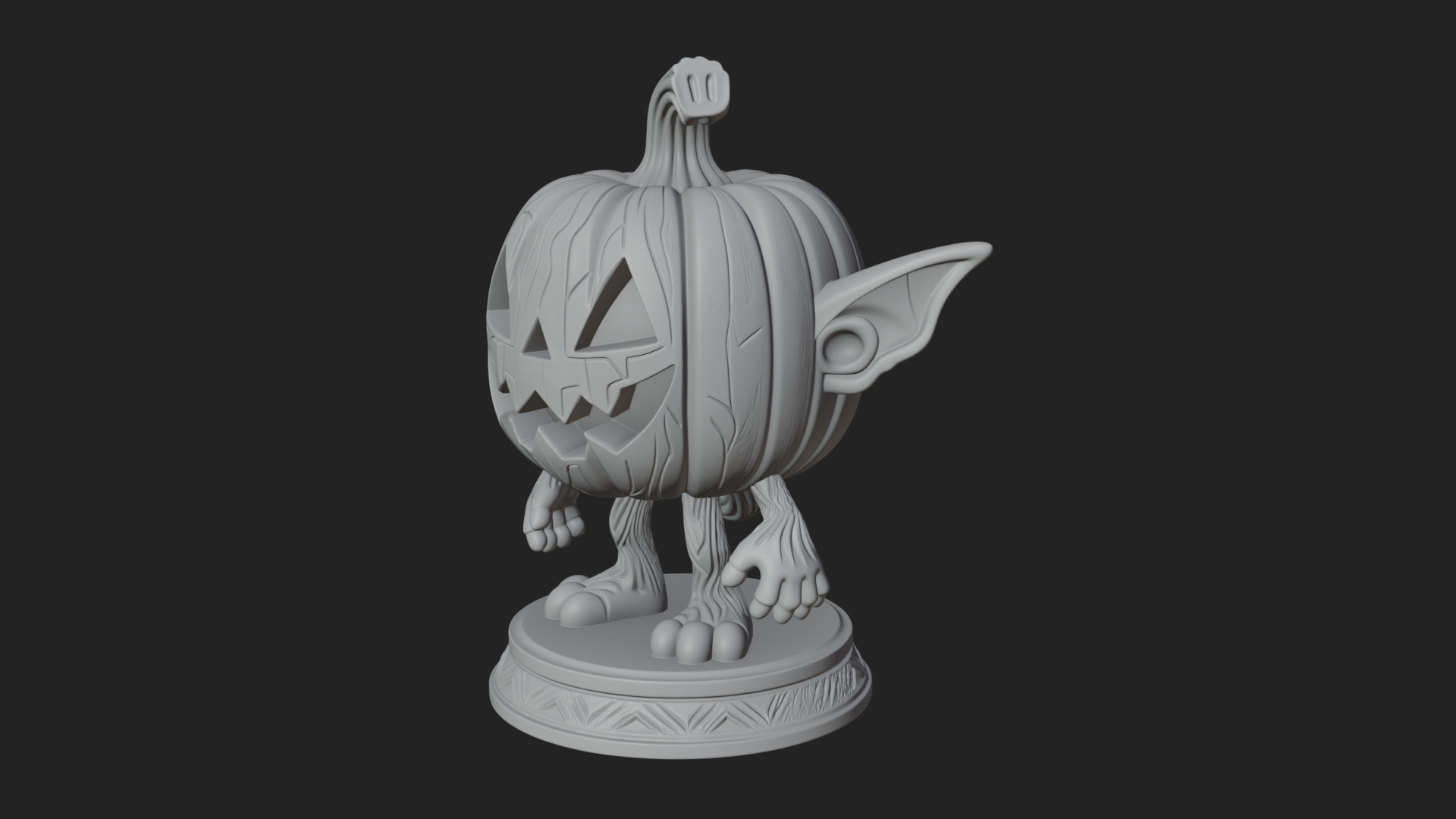 Chibi Pumpkin Head Imp Statue Design 2 3D Print Model 3D Model