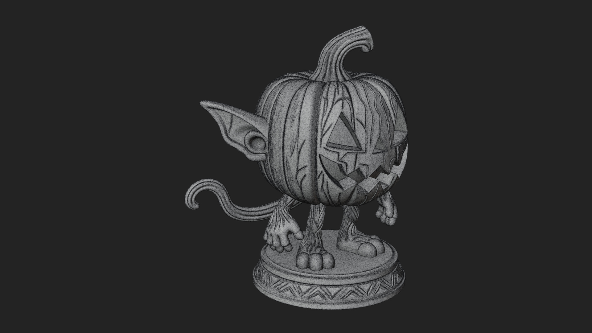 Chibi Pumpkin Head Imp Statue Design 2 3D Print Model 3D Model