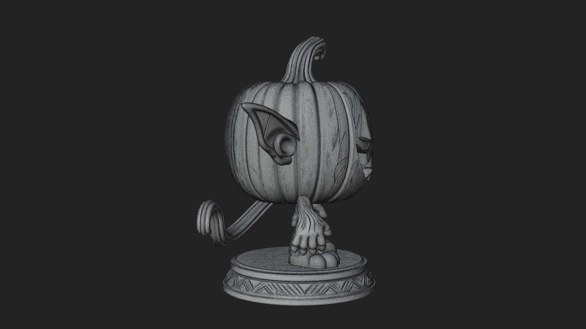 Chibi Pumpkin Head Imp Statue Design 2 3D Print Model 3D Model