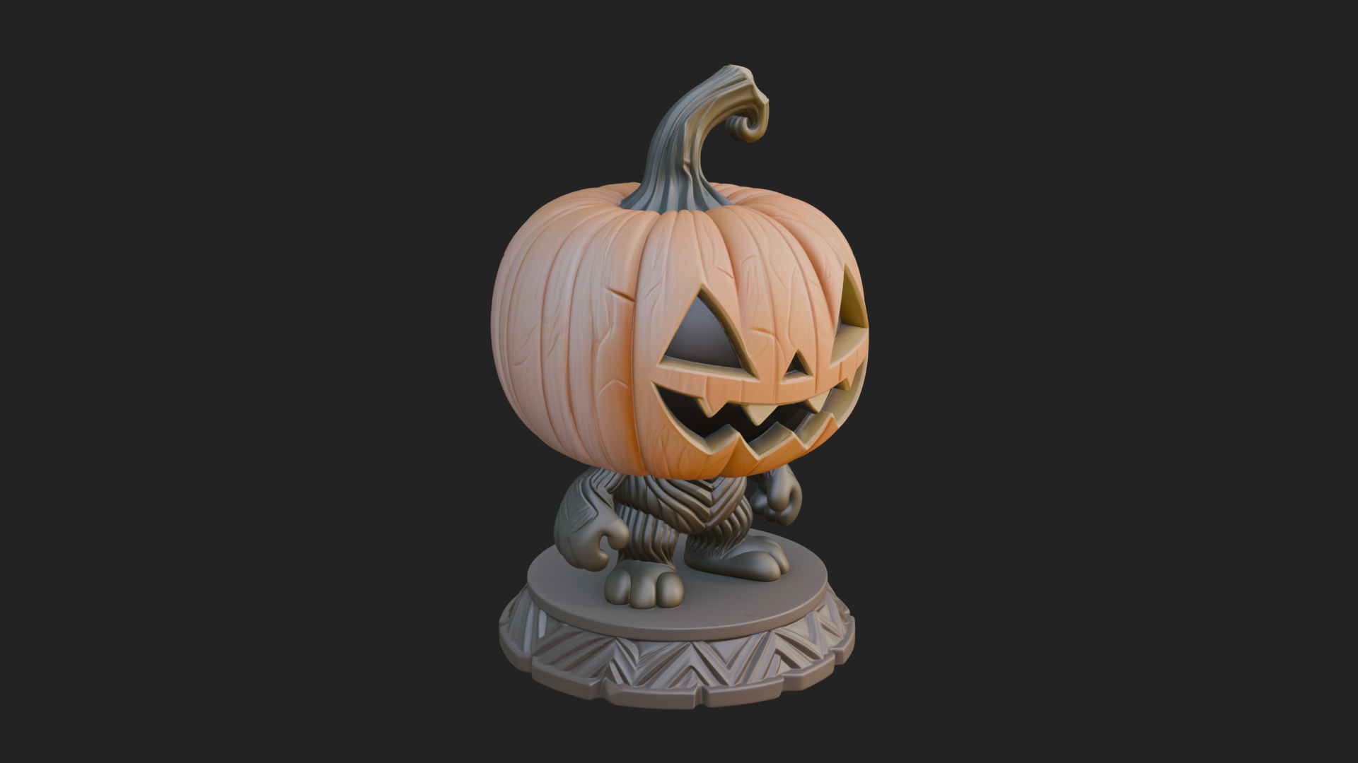 Chibi Pumpkin Head Imp Statue Design 3 3D Print Model 3D Model
