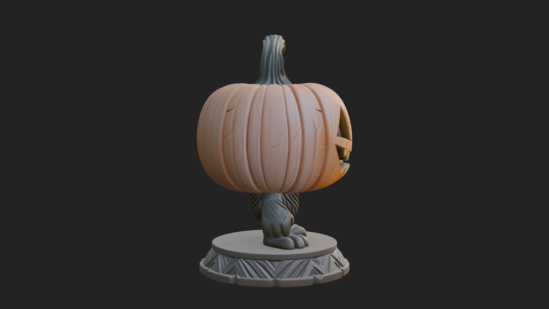 Chibi Pumpkin Head Imp Statue Design 3 3D Print Model 3D Model