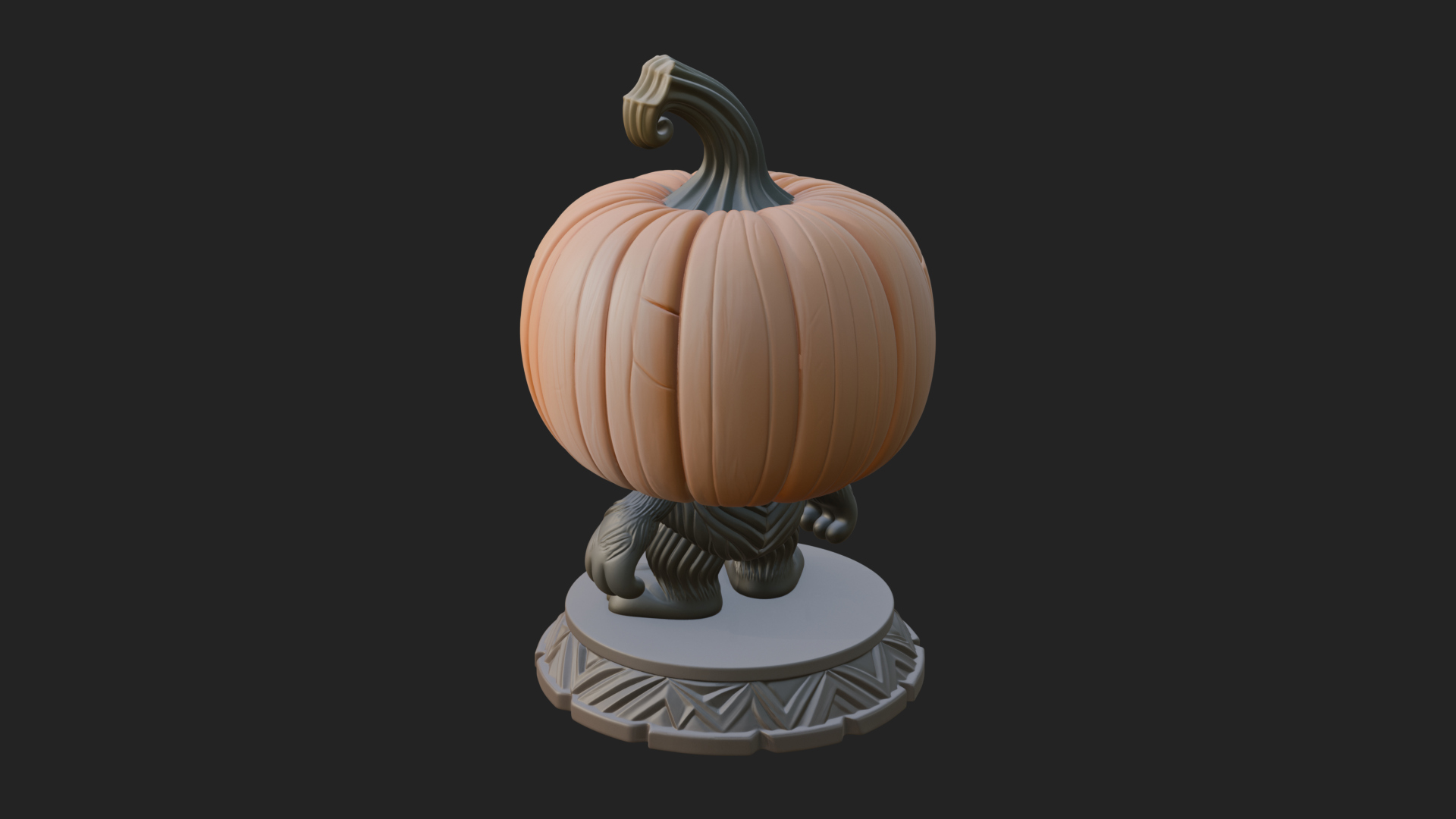 Chibi Pumpkin Head Imp Statue Design 3 3D Print Model 3D Model