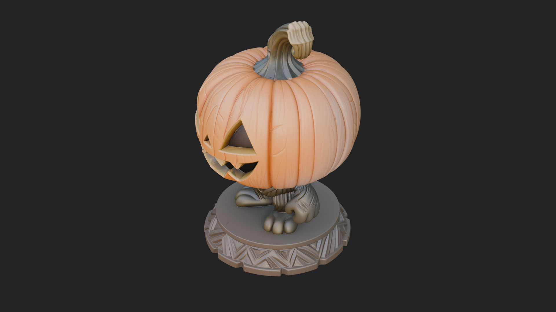 Chibi Pumpkin Head Imp Statue Design 3 3D Print Model 3D Model