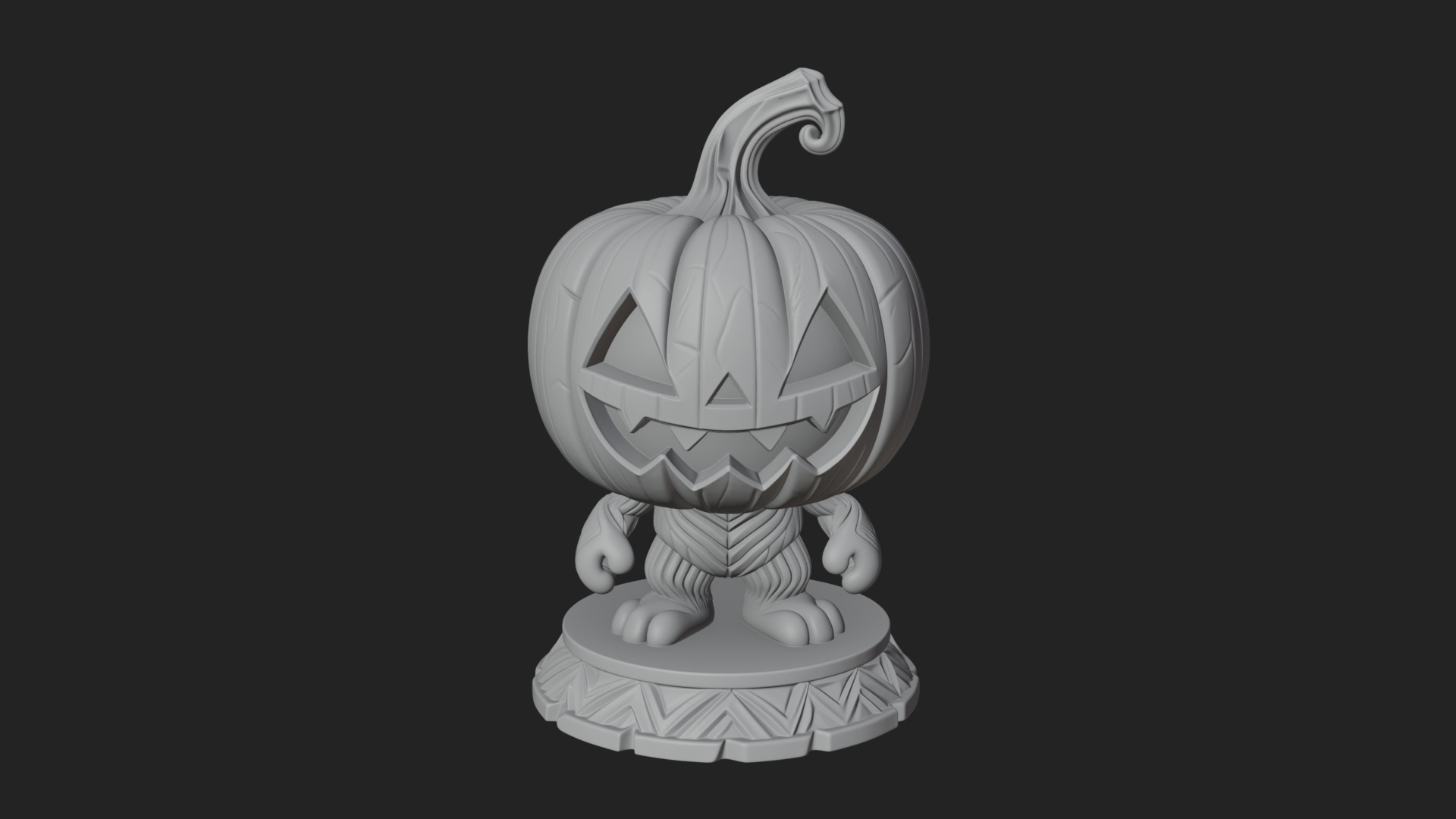Chibi Pumpkin Head Imp Statue Design 3 3D Print Model 3D Model