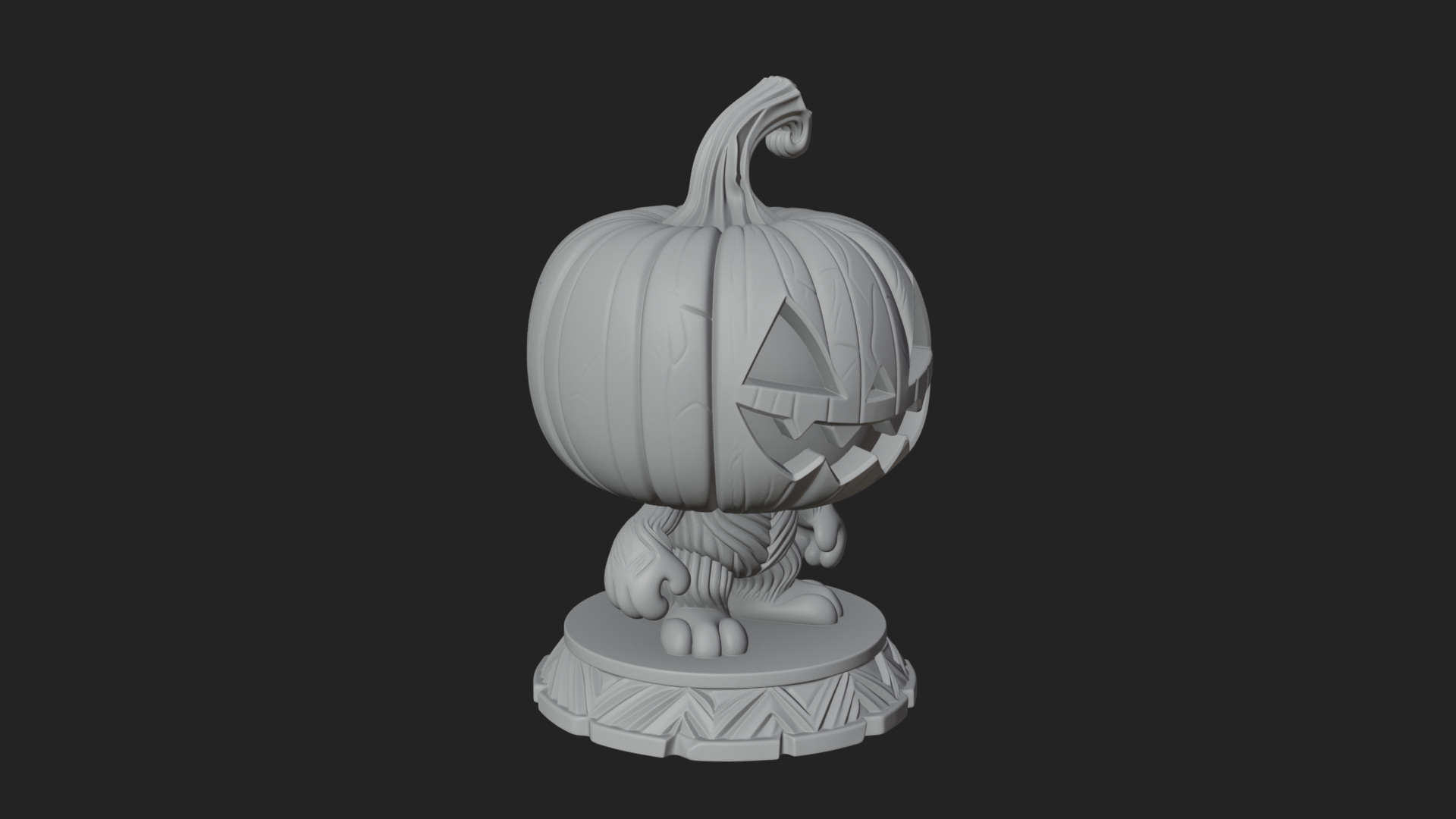 Chibi Pumpkin Head Imp Statue Design 3 3D Print Model 3D Model