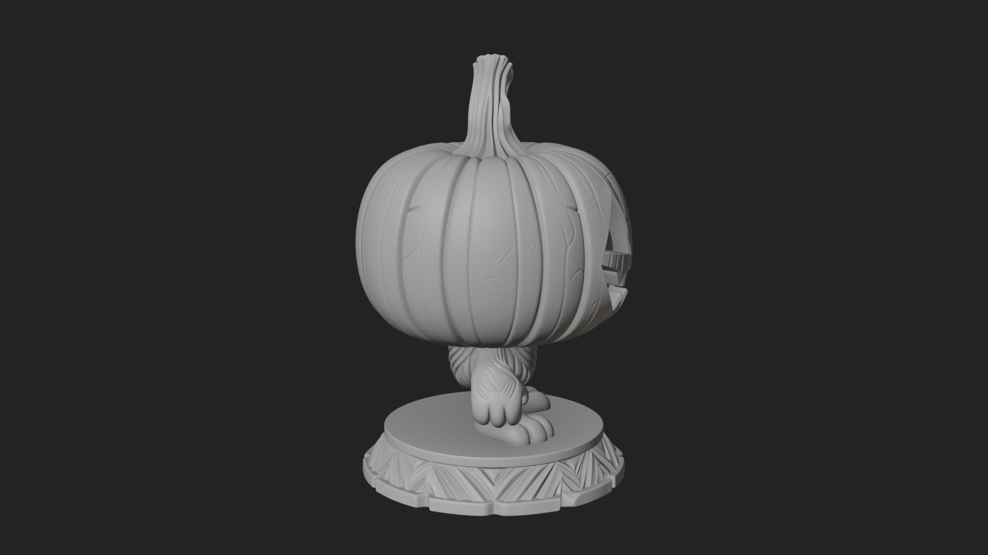 Chibi Pumpkin Head Imp Statue Design 3 3D Print Model 3D Model