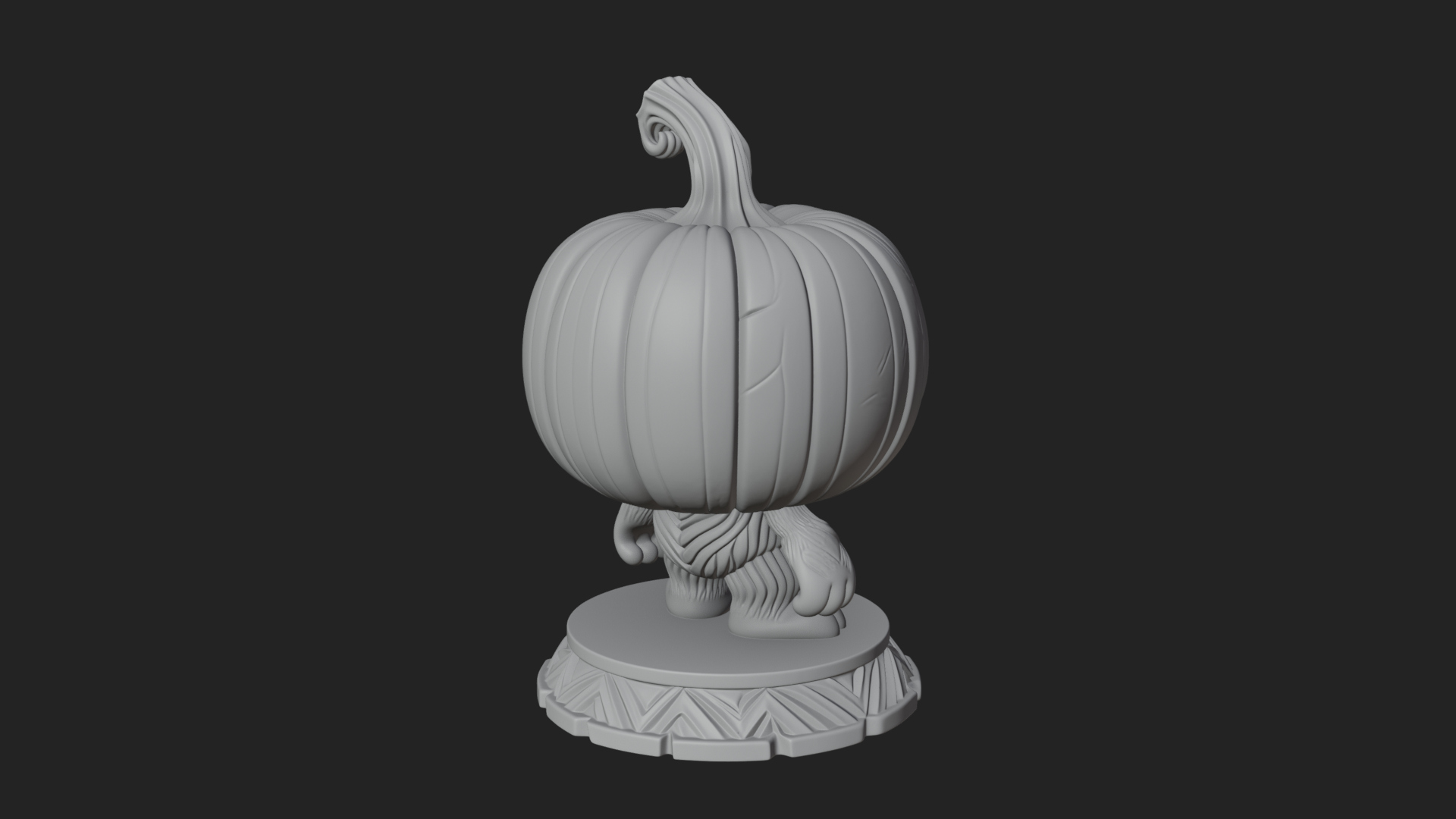 Chibi Pumpkin Head Imp Statue Design 3 3D Print Model 3D Model