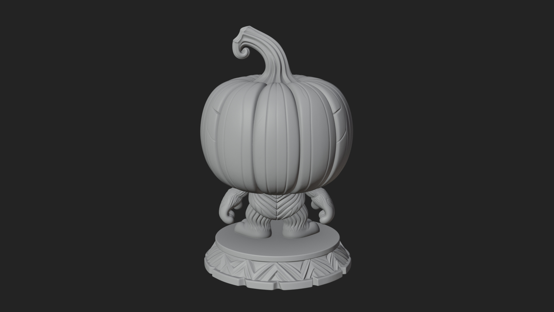 Chibi Pumpkin Head Imp Statue Design 3 3D Print Model 3D Model