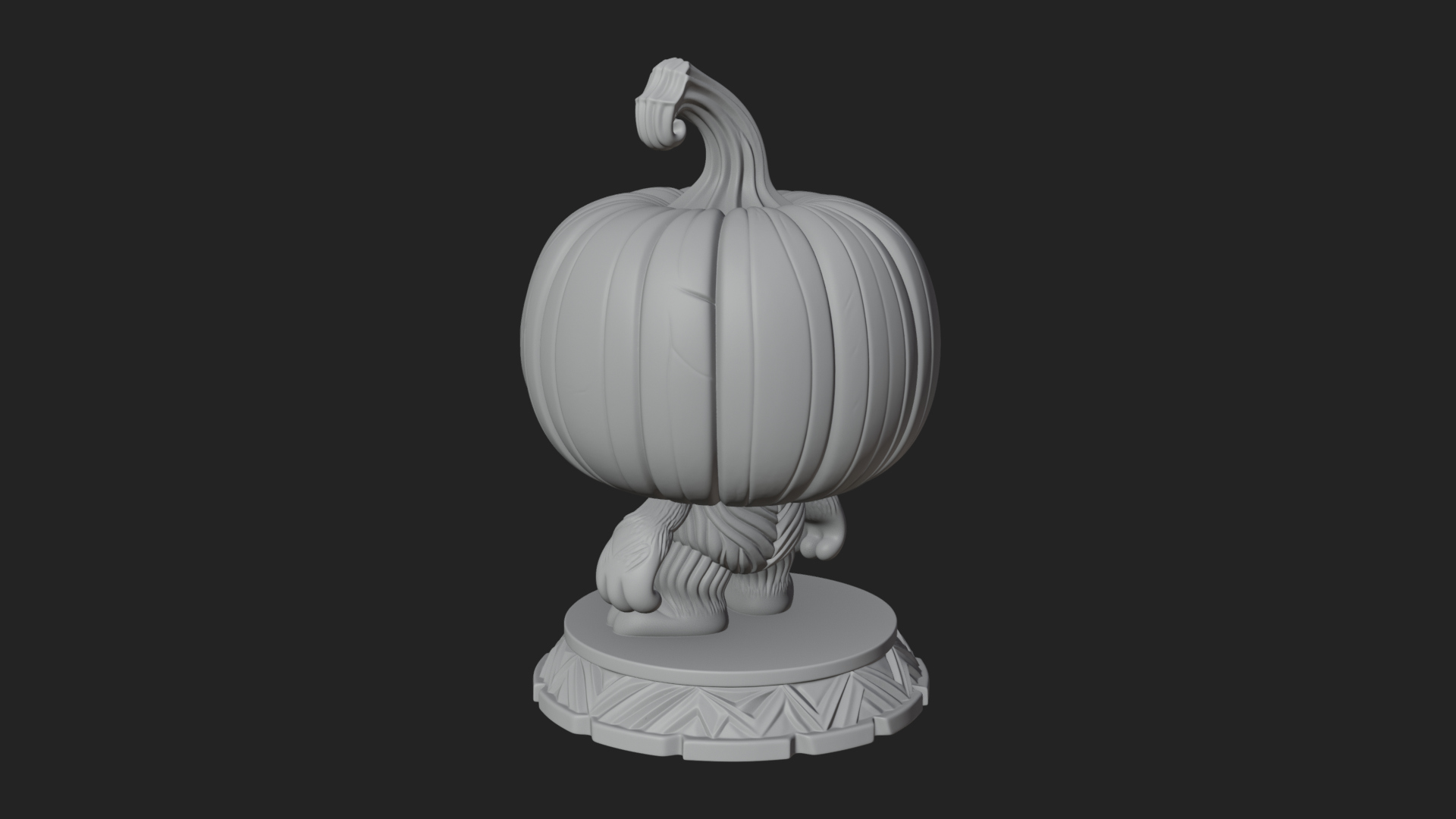 Chibi Pumpkin Head Imp Statue Design 3 3D Print Model 3D Model