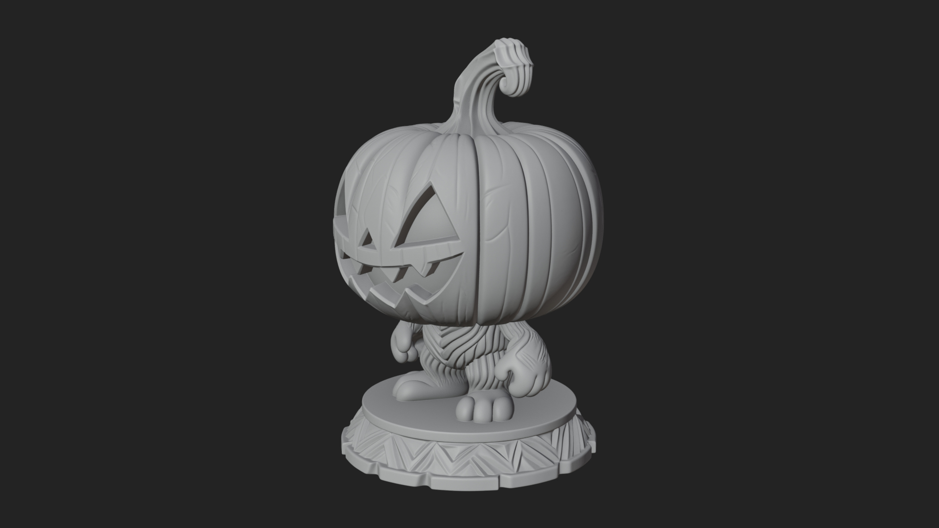 Chibi Pumpkin Head Imp Statue Design 3 3D Print Model 3D Model