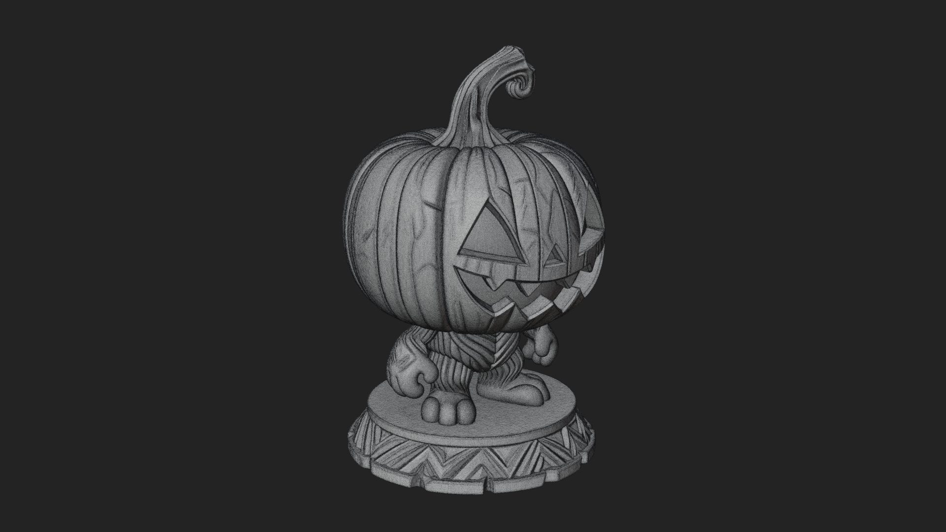 Chibi Pumpkin Head Imp Statue Design 3 3D Print Model 3D Model